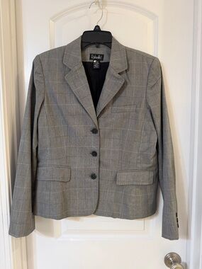 Rafaella Gray Windowpane Plaid Blazer